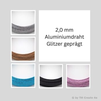 2 mm Aluminiumdraht Glitzer geprägt